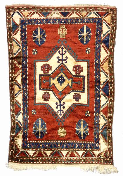 Appraisal: A Kazak rug Caucasus late th century size approximately ft