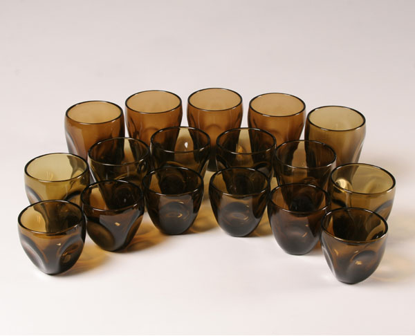 Appraisal: Russel Wright American Iroquois Pinch Ice Tea Glasses Smoke Water