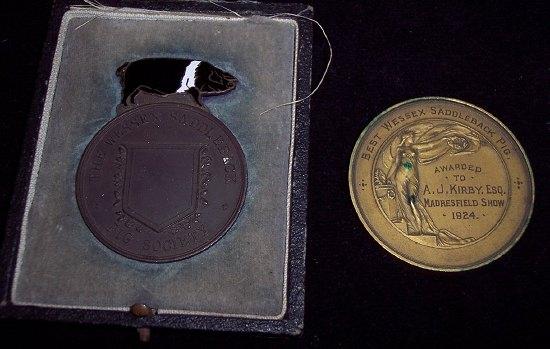 Appraisal: A bronze and enamel medallion for the Wessex Saddleback Pig