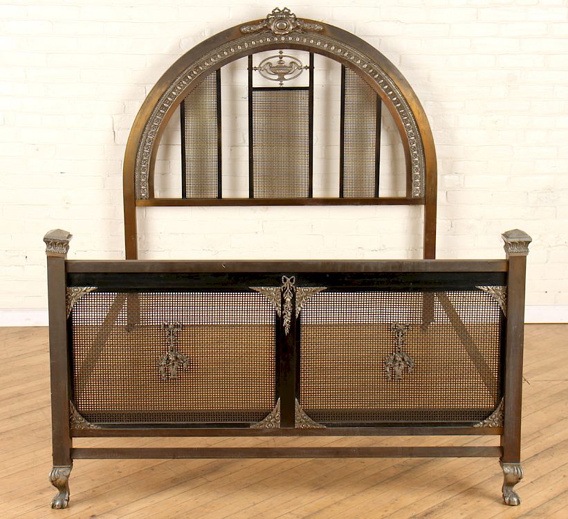 Appraisal: FRENCH BRONZE AND IRON FULL SIZE BED C A French