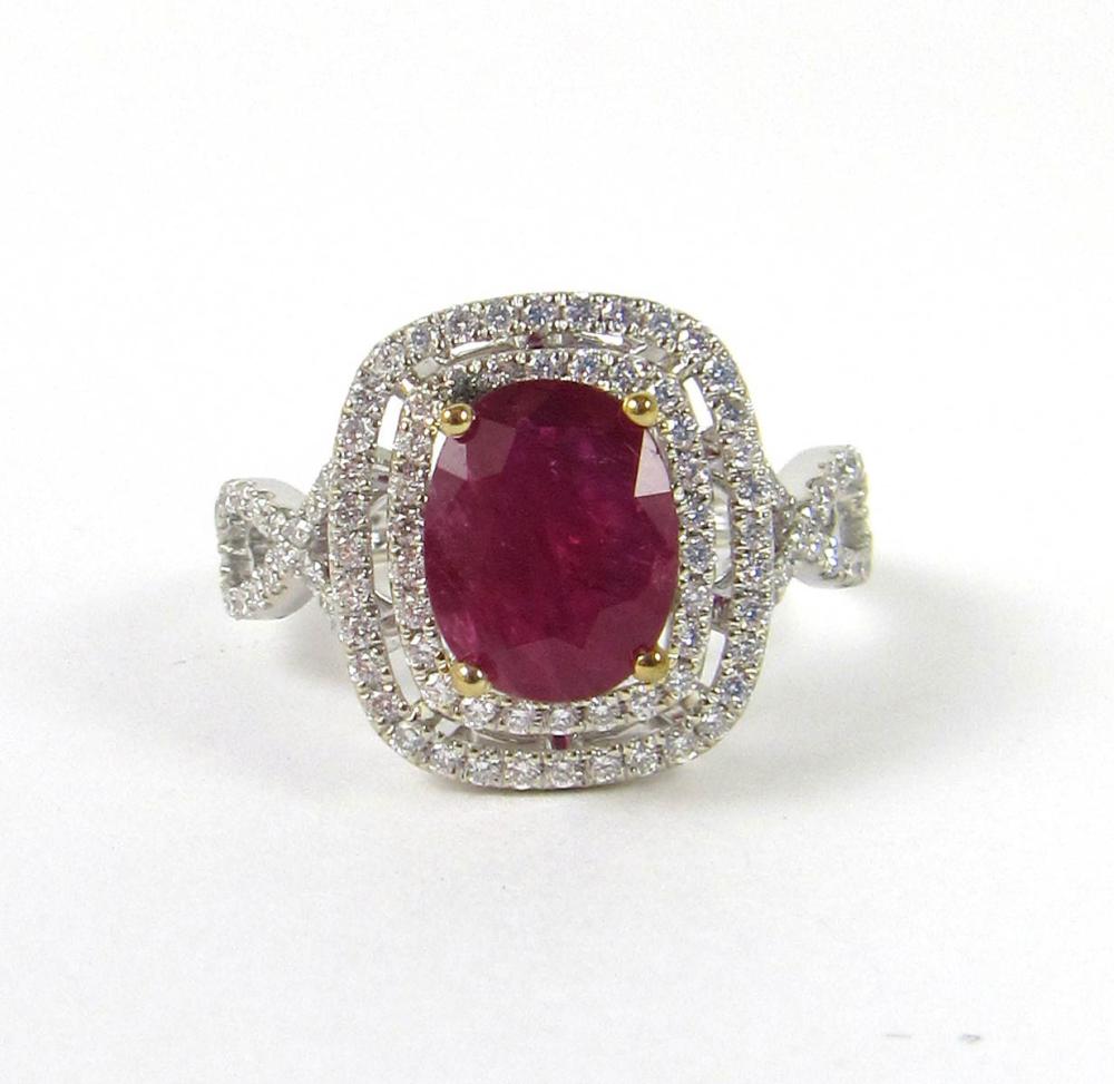 Appraisal: RUBY DIAMOND AND FOURTEEN KARAT GOLD RING The k white