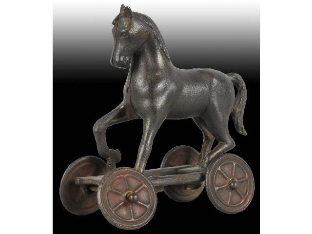 Appraisal: Cast Iron Horse on Wheels Still Bank Description Made by