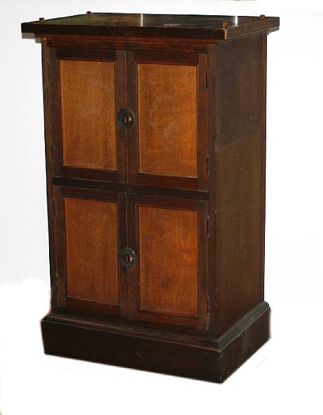 Appraisal: A Japanese mixed wood four-door storage cabinet Built with two