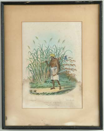 Appraisal: FRAMED LITHOGRAPH FIELD NEGRO SUGAR CANE IN THE BACKGROUND R