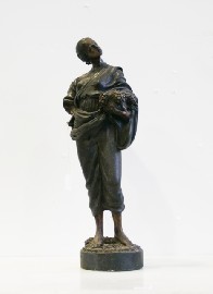 Appraisal: A bronze figure of a young girl with basket cms