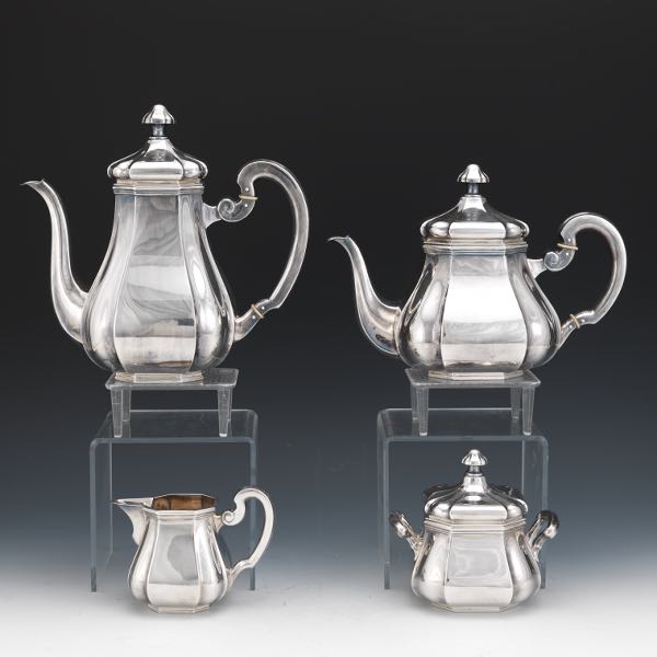 Appraisal: A T GUNNER CO RETRO STERLING SILVER FOUR-PIECE TEA COFFEE