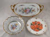 Appraisal: A Limoges open dish with floral decoration and gilt metal