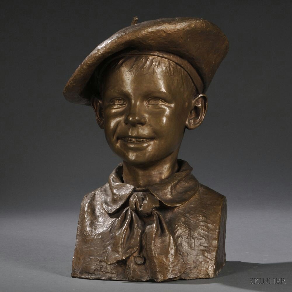 Appraisal: Johan Gudmundsen-Holmgreen Danish - Life-size Bronze Bust of a Youth