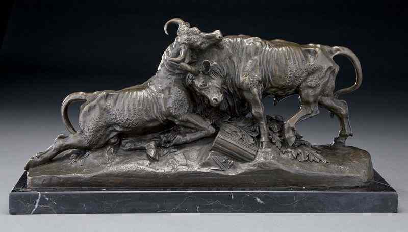 Appraisal: After Jean Baptiste Clesinger bronze sculpture ''Combat de taureaux Romains''