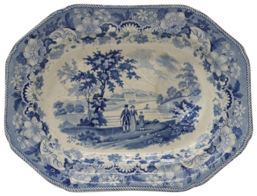 Appraisal: English Staffordshire transferware well-and-tree meat platter th c floral border