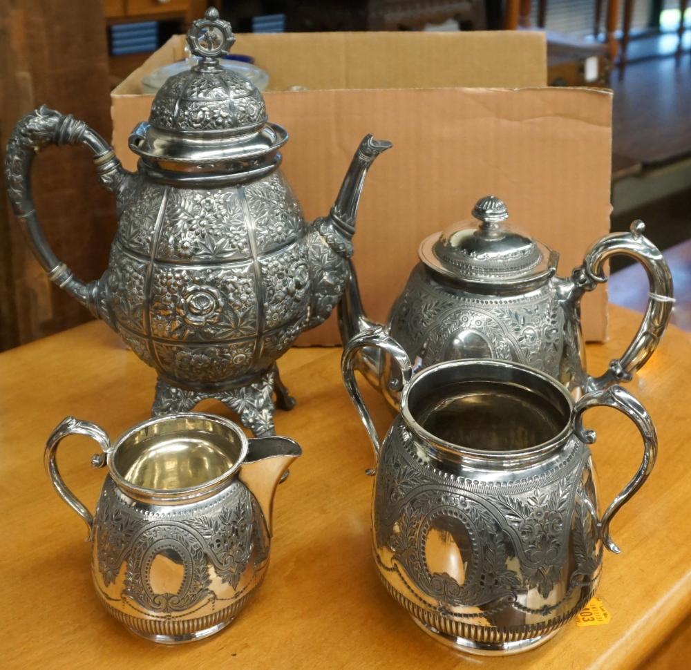 Appraisal: FOUR-PIECE ASSEMBLED SILVERPLATE COFFEE AND TEA SETFour-Piece Assembled Silverplate Coffee