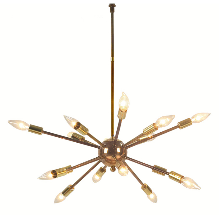 Appraisal: s Sputnik hanging fixture brass ball center with radiating arms