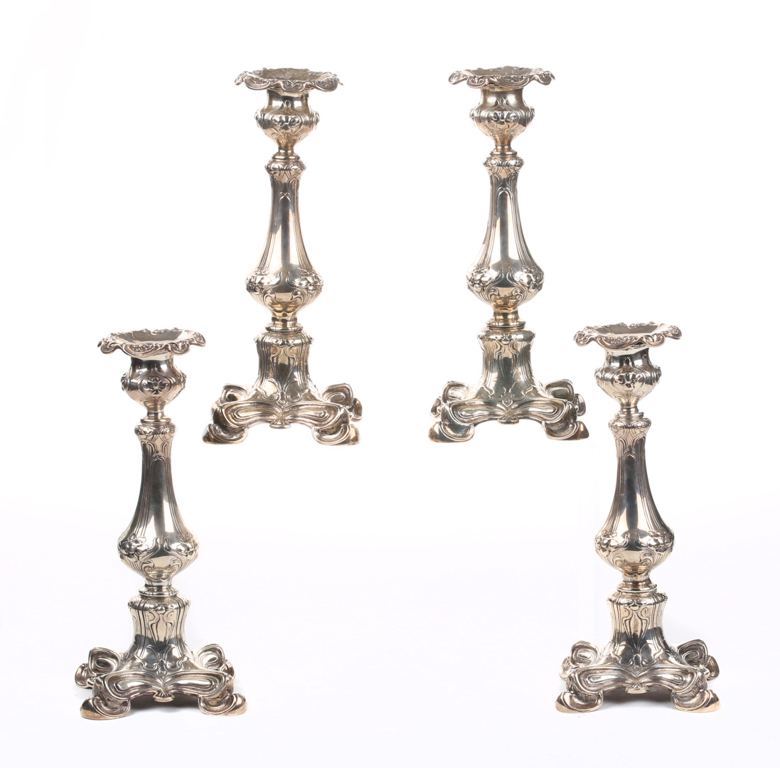 Appraisal: Gorham Art Nouveau style sterling candlesticks Set of four Gorham