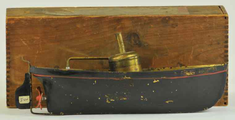 Appraisal: IVES STEAM POWERED YACHT WITH BOX American circa 's brass