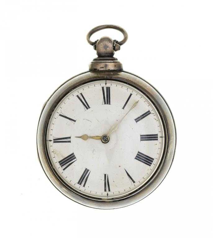 Appraisal: A SILVER PAIR CASED VERGE WATCH with enamel dial and