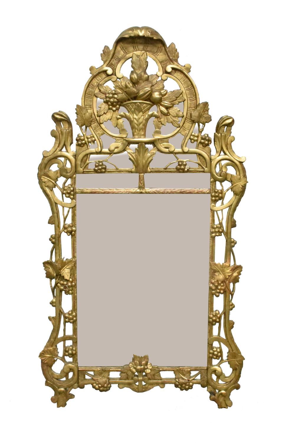 Appraisal: LARGE LOUIS XV STYLE GILTWOOD MIRROR th Century The divided