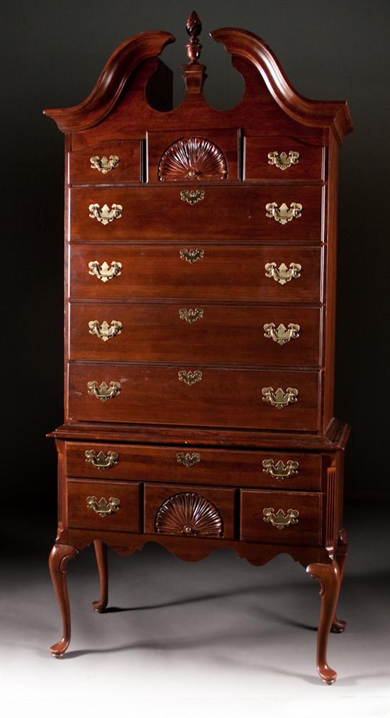 Appraisal: Queen Anne style cherrywood highboy Kincaid th century in H