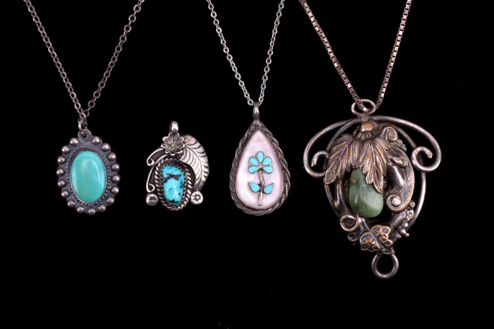 Appraisal: Navajo Turquoise Pendant Necklace Collection Included in this lot is