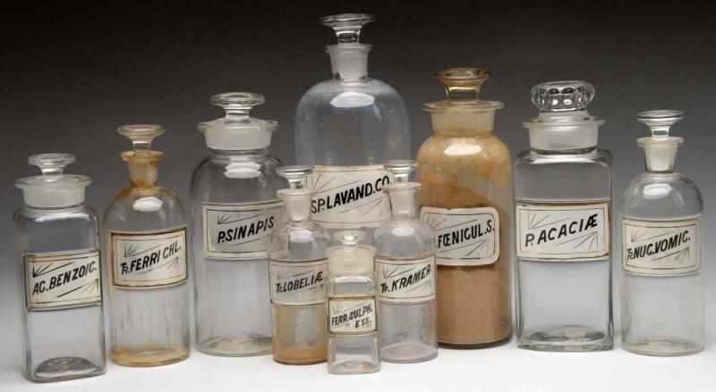 Appraisal: Lot of Glass Label Druggist Shop Bottles Description Circa to