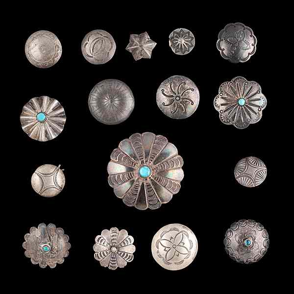 Appraisal: Navajo Silver Buttons All Different Collected by Virginia Doneghy -