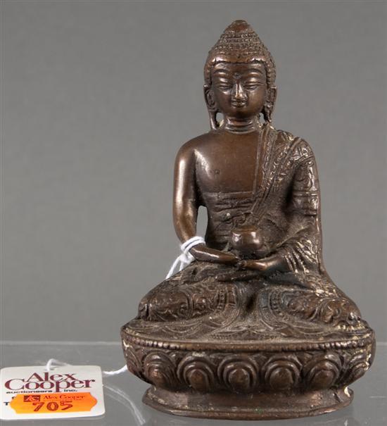 Appraisal: Indian bronze figure of the Buddha th century in H