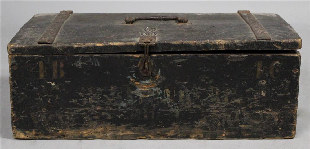 Appraisal: ENGLISH MILITARY AMMUNITIONS TRUNK - having a rectangular hinged top