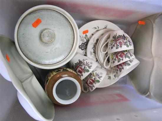 Appraisal: ONE BOX INCLUDING DINNER WARE VASE BISCUIT BARREL ETC