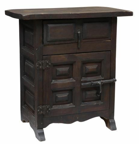 Appraisal: Spanish Baroque style side chest nightstand early th c overhanging