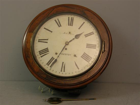 Appraisal: th century rosewood cased fusee wall clock by Johnson of