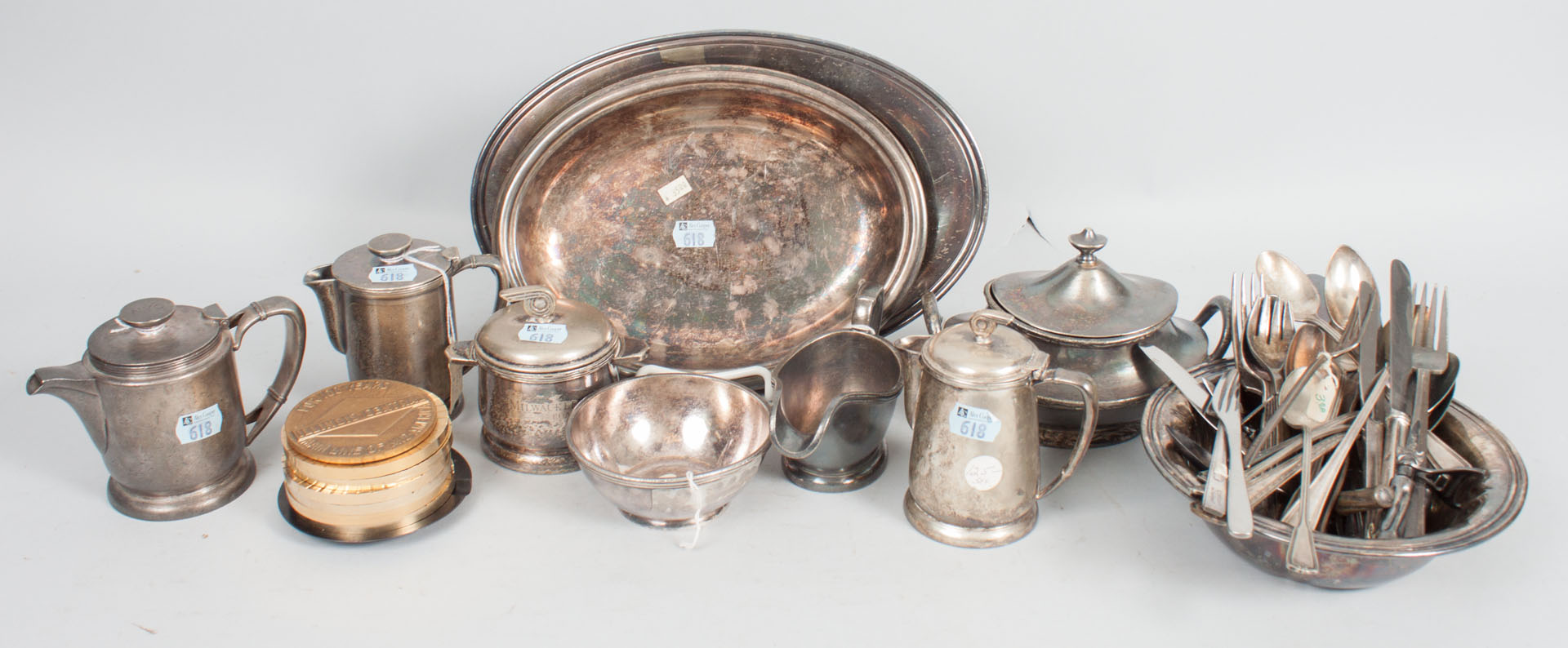 Appraisal: Assortment of railroad silver-plated articles first half- th century articles