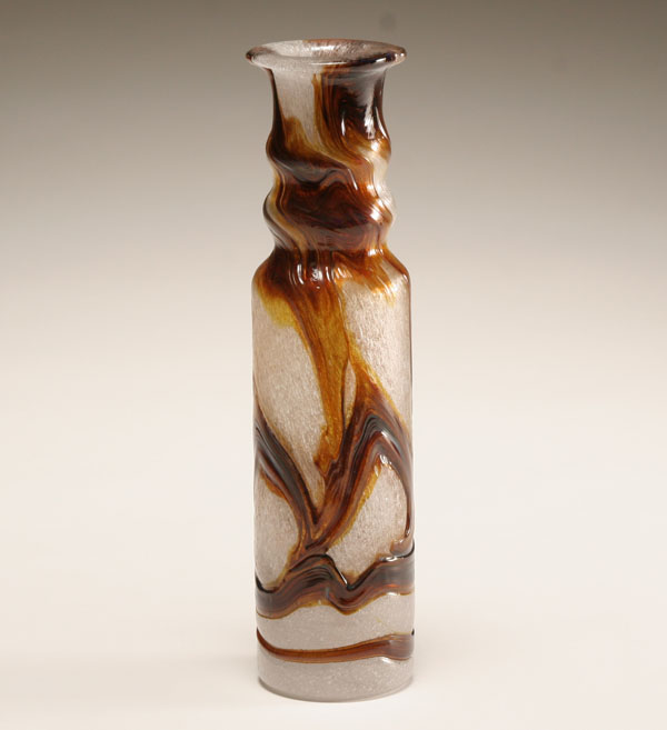 Appraisal: Contemporary cylindrical glass vase with brown trailings H