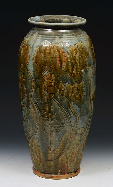 Appraisal: Michael Buckland British - at Green Dene PotteryVase incised with