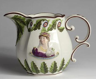 Appraisal: STAFFORDSHIRE PEARLWARE JUG COMMEMORATING THE MARRIAGE OF 'PRINCE LEOPOLD' AND