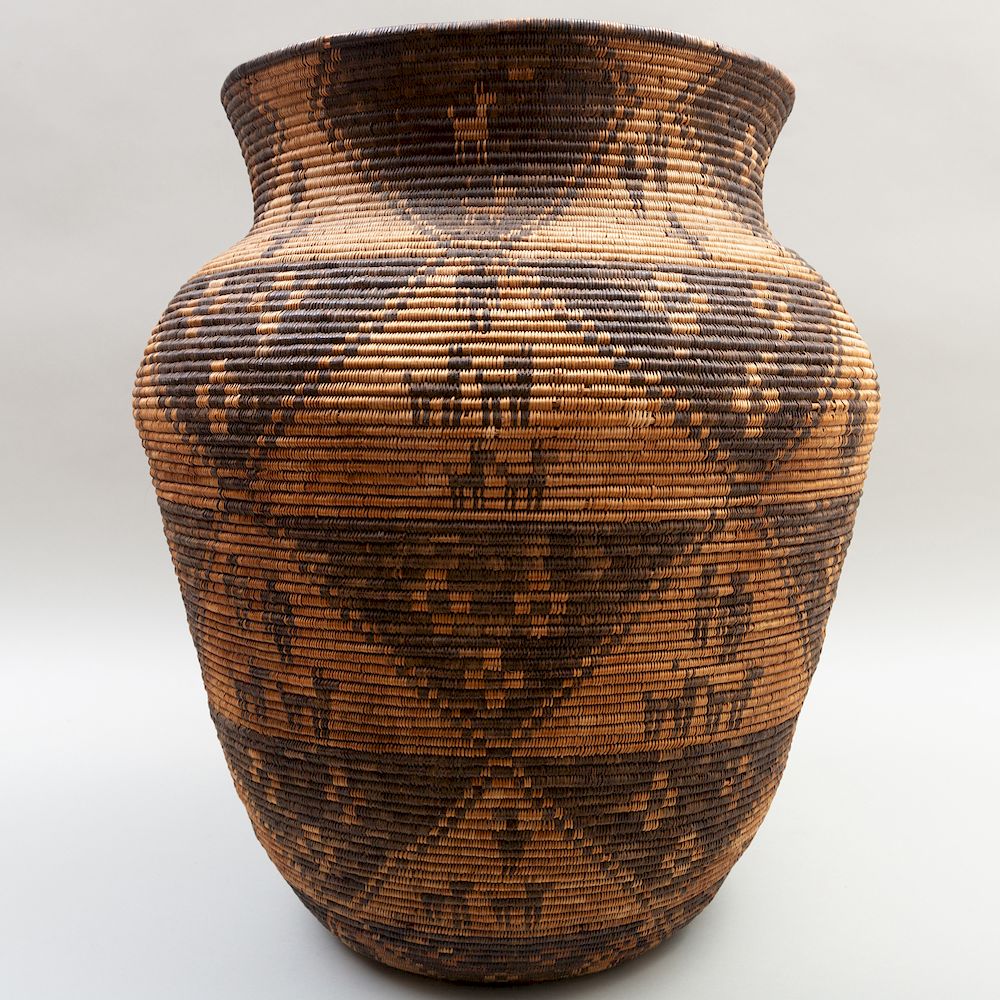 Appraisal: Fine Apache Yavapai Woven Willow Figural Olla x in Note