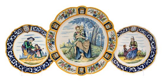 Appraisal: Sale Lot A Group of Three Quimper Pottery Plates comprising