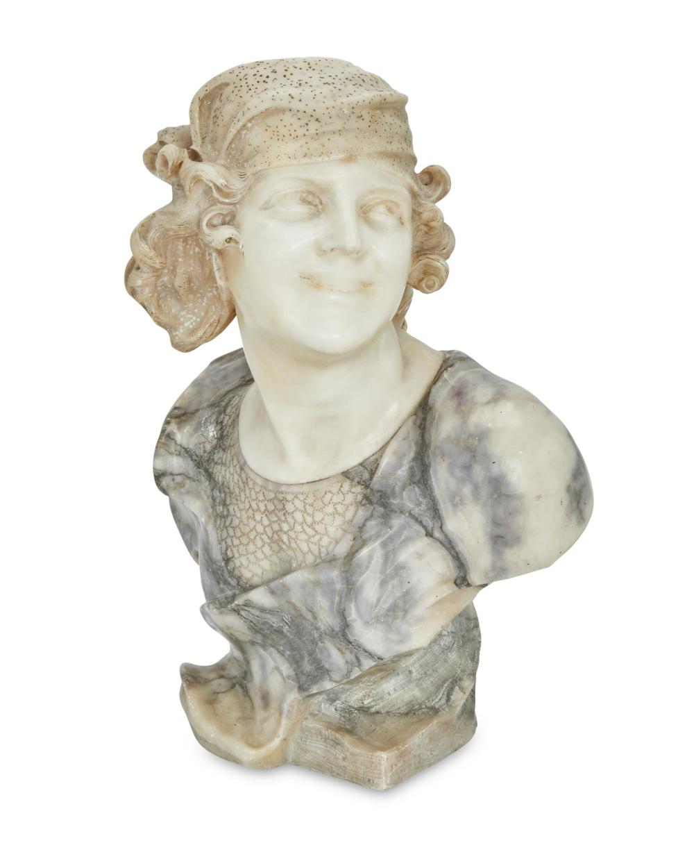 Appraisal: CARVED MARBLE BUST OF A WOMANCarved marble bust of a