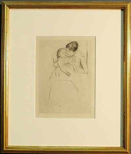 Appraisal: Rare Mary Cassatt drypoint on paper The Sick Child No