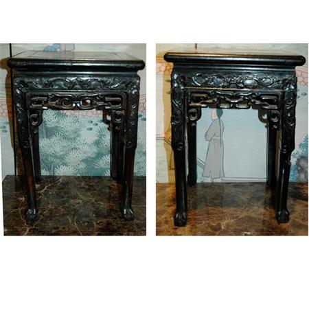 Appraisal: Pair of Chinese Marble Top Hardwood Stands Estimate -