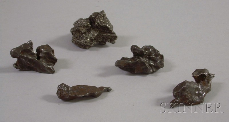 Appraisal: Five Metallic Fragments purportedly meteorites dia - in