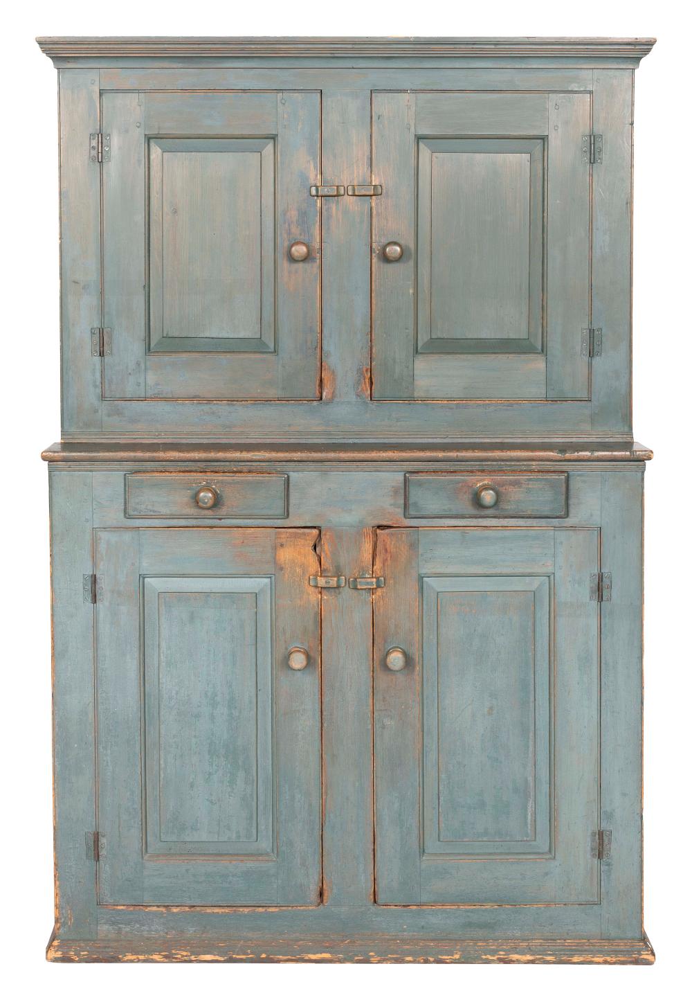 Appraisal: TWO-PART CUPBOARD TH CENTURY HEIGHT LENGTH DEPTH UPPER CABINET DEPTH