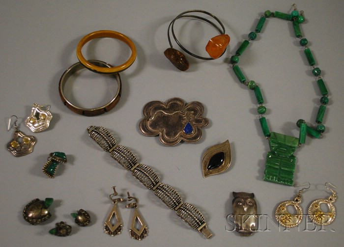 Appraisal: Small Group of Silver and Hardstone Jewelry including ethnic pieces