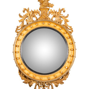 Appraisal: A Regency Giltwood Convex Mirror th Century Height x width