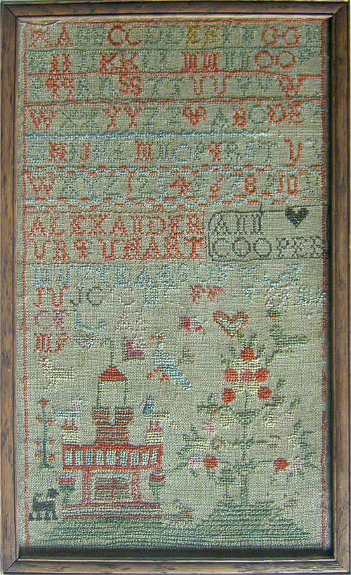 Appraisal: Wool on linen needlework th c wrought by Ann Cooper