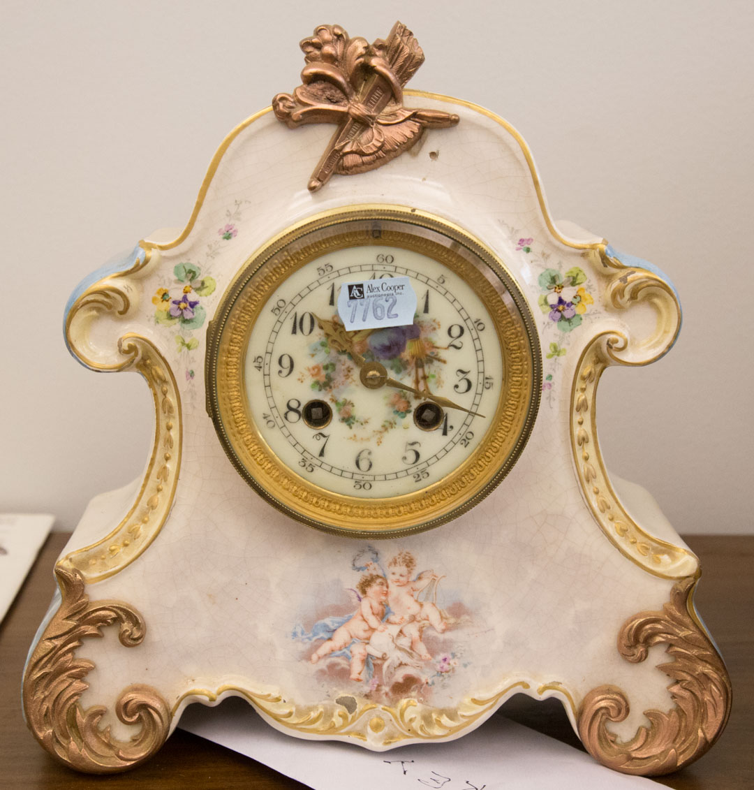 Appraisal: Classical decorated porcelain mantel clock