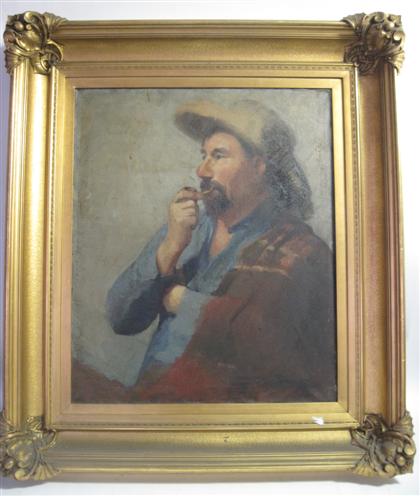 Appraisal: American School th century portrait of a gentleman smoking