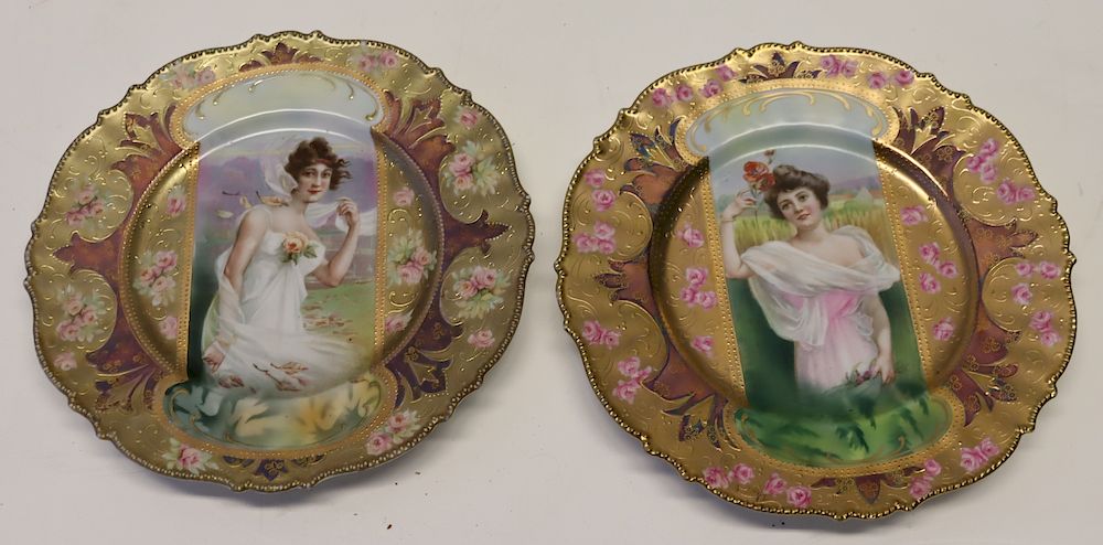 Appraisal: R S Prussia Porcelain Portrait Plates Signed on the back