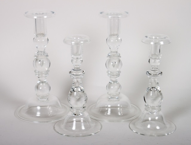 Appraisal: Two pairs of Steuben crystal candlesticks pair of Teardrop candlesticks