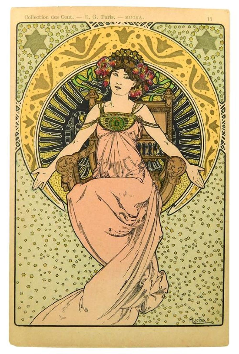 Appraisal: EPHEMERA Alphonse Mucha Czech - rare elusive postcard Collection de