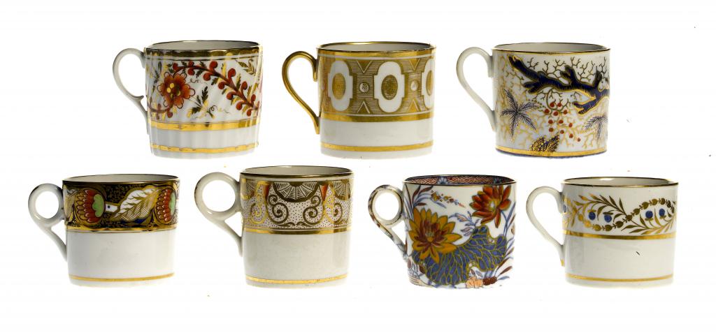 Appraisal: SEVEN ENGLISH PORCELAIN COFFEE CANS including Minton Coalport and Grainger