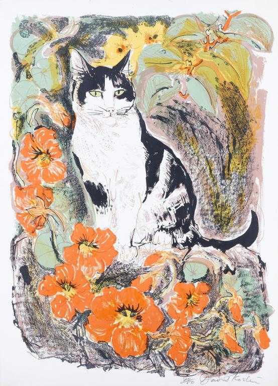 Appraisal: DAVID KOSTER - BADGER CAT two lithographs printed in colour